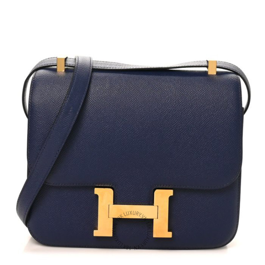 Túi xách đeo chéo Hermes Epsom Constance 24 Bleu Saphir HMT183