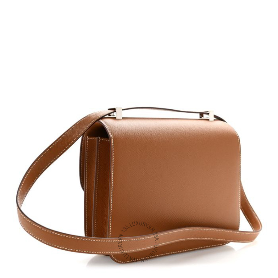 Túi xách đeo chéo Hermes Epsom Constance 24 Gold Brown HMT259