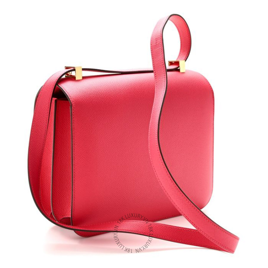 Túi xách đeo chéo Hermes Epsom Constance 24 Rose Extreme HMT036