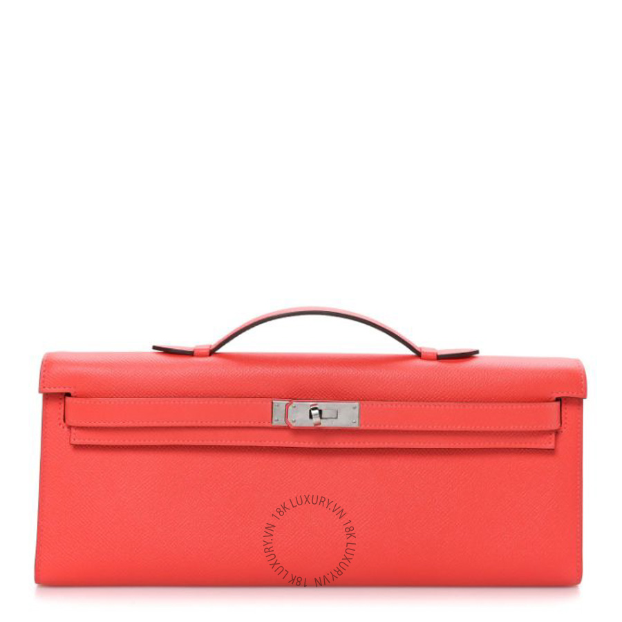 Túi xách đeo chéo Hermes Epsom Kelly Cut Clutch Pochette Rose Jaipur FPTH347