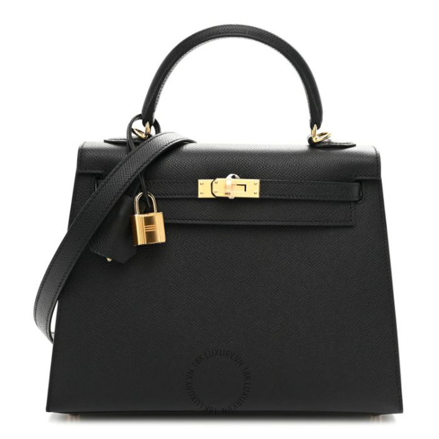 Túi xách đeo chéo Hermes Epsom Kelly Sellier 25 Black FPTH252