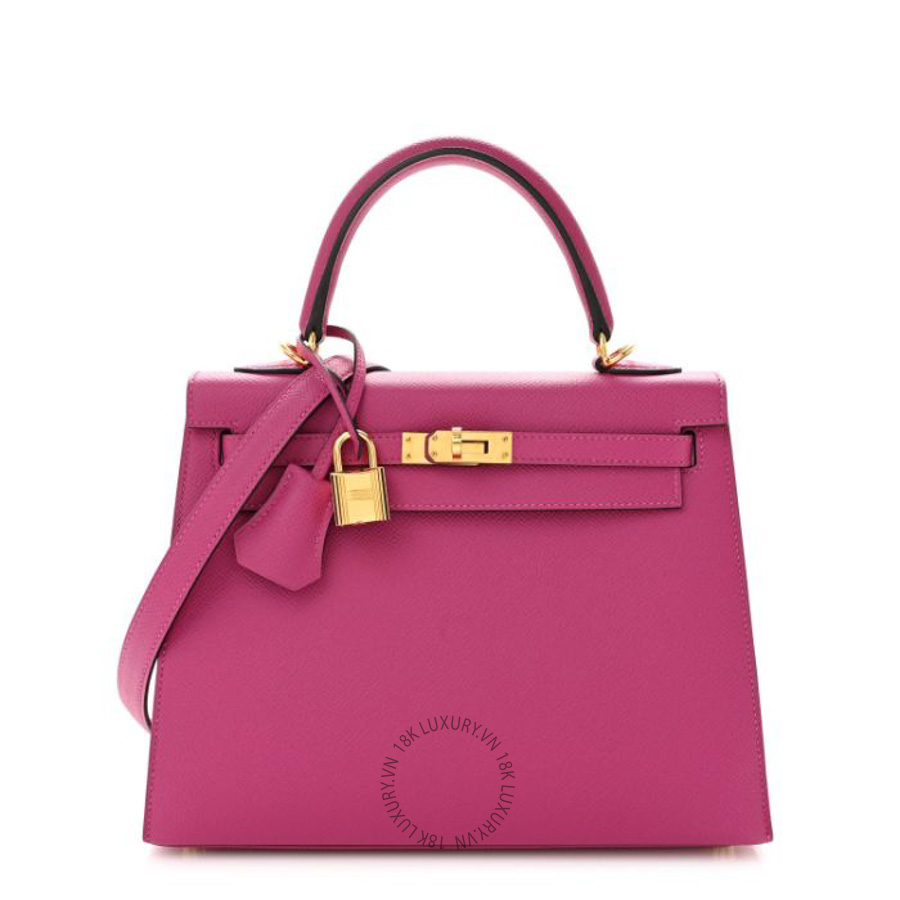 Túi xách đeo chéo Hermes Epsom Kelly Sellier 25 Rose Pourpre FPTH218