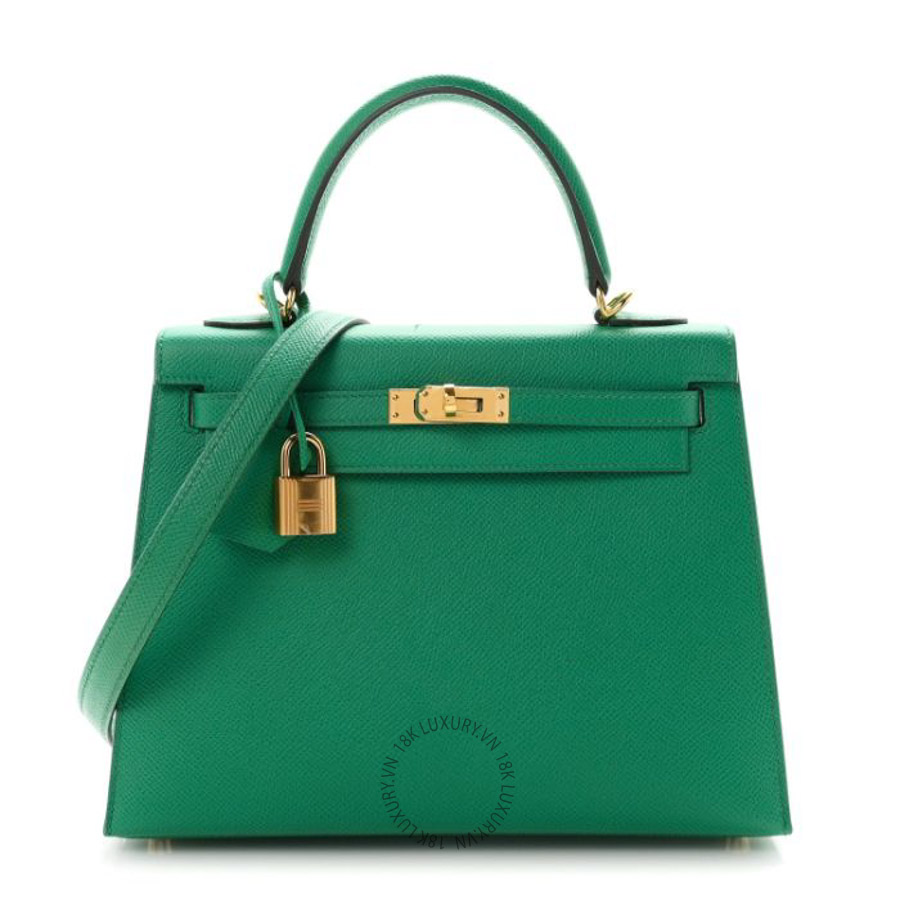 Túi xách đeo chéo Hermes Epsom Kelly Sellier 25 Vert Jade FPTH216