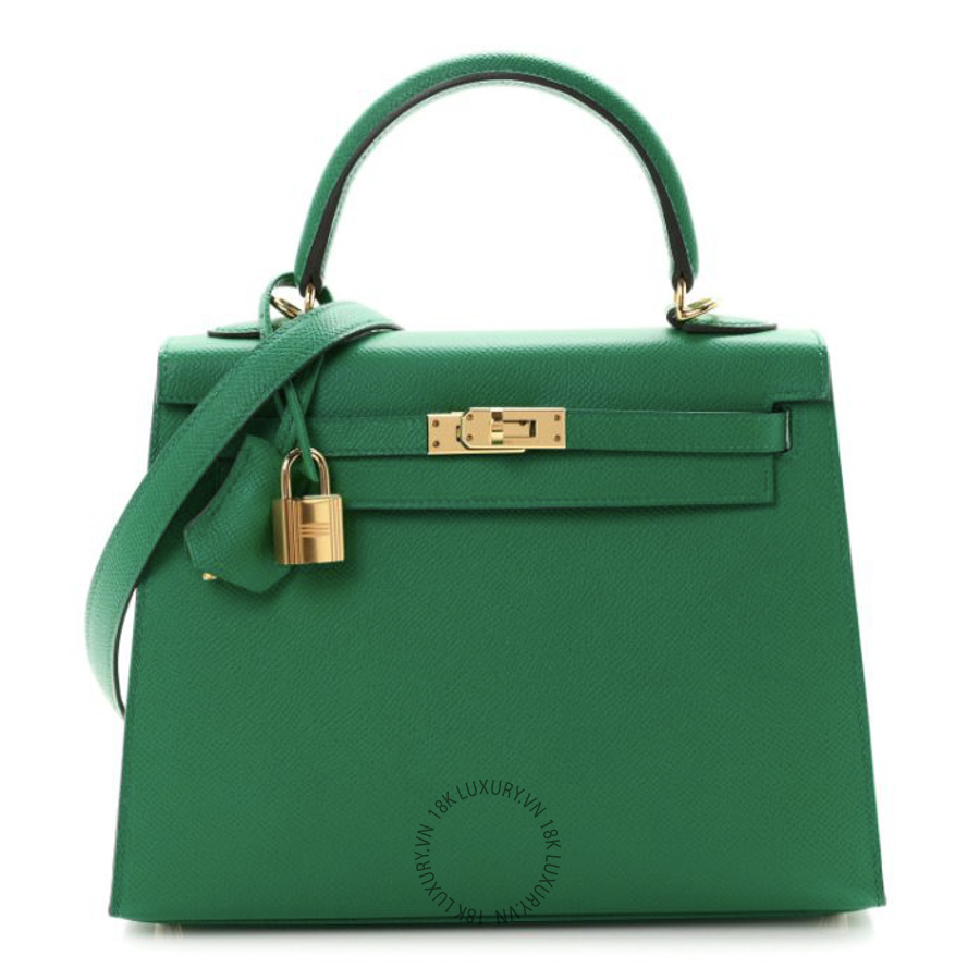 Túi Xách Đeo Chéo Hermes Epsom Kelly Sellier 25 Vert Jade TMH024