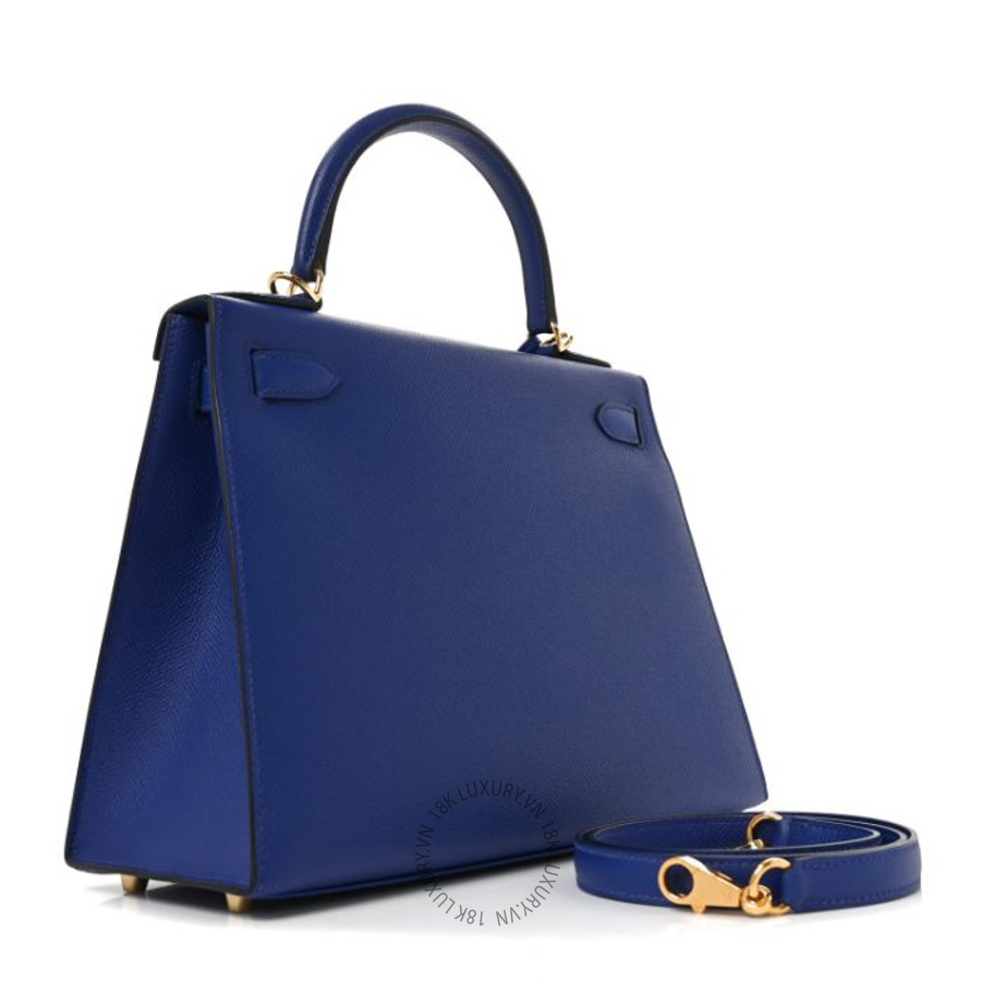 Túi xách đeo chéo Hermes Epsom Kelly Sellier 28 Bleu Electrique FPTH075