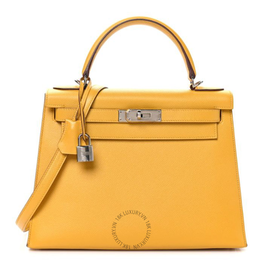 Túi xách đeo chéo Hermes Epsom Kelly Sellier 28 Jaune Ambre FPTH310