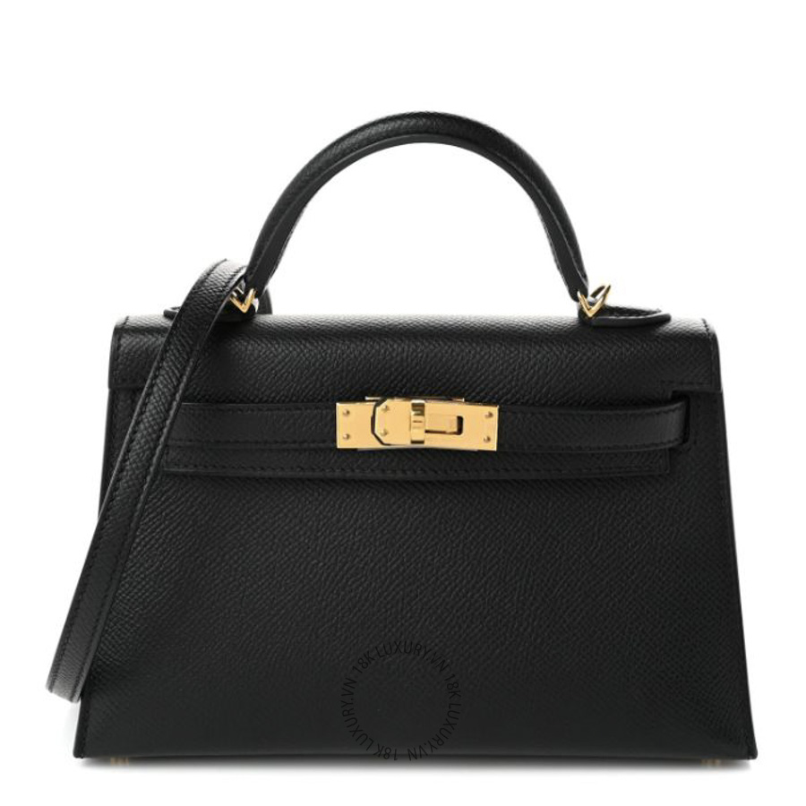 Túi Xách Đeo Chéo Hermes Epsom Mini Kelly Sellier 20 Black TMH319