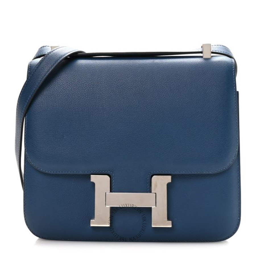 Túi xách đeo chéo Hermes Evercolor Constance 24 Deep Bleu HMT261