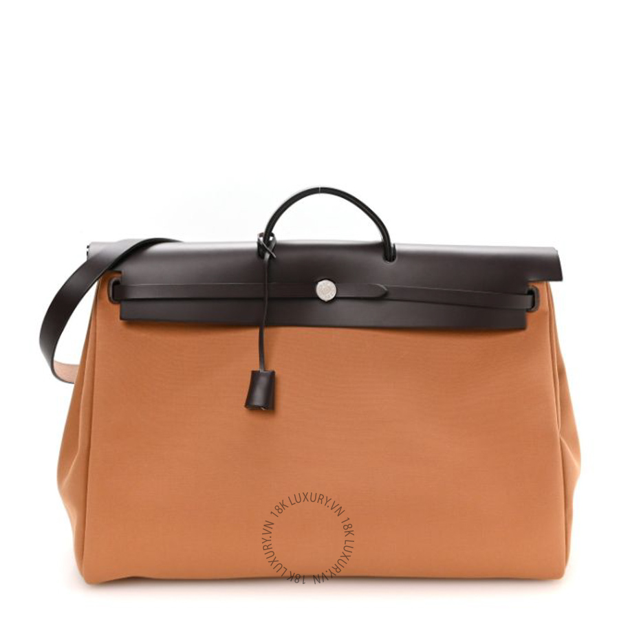 Túi xách đeo chéo Hermes Military Toile Vache Hunter Herbag Cabine Zip 50 Dune Etoupe Ebene FPTH106