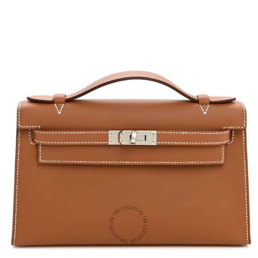 Túi xách đeo chéo Hermes Swift Kelly Pochette Clutch Gold FPTH206