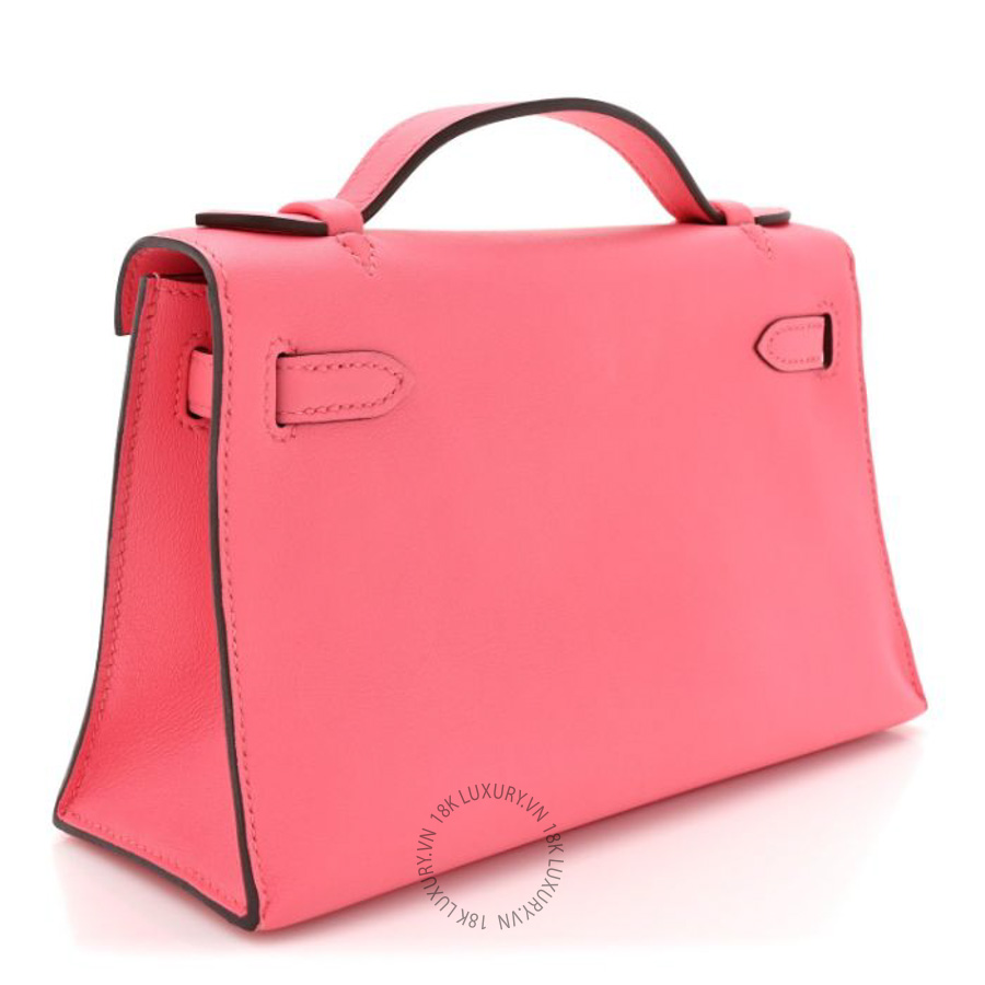 Túi xách đeo chéo Hermes Swift Kelly Pochette Clutch Rose Azalee FPTH351