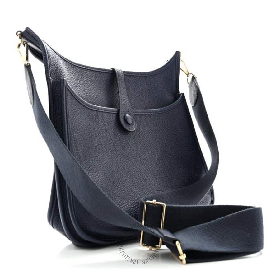 Túi xách đeo chéo Hermes Taurillon Clemence Amazone Evelyne III GM Bleu de Galice FPTH336