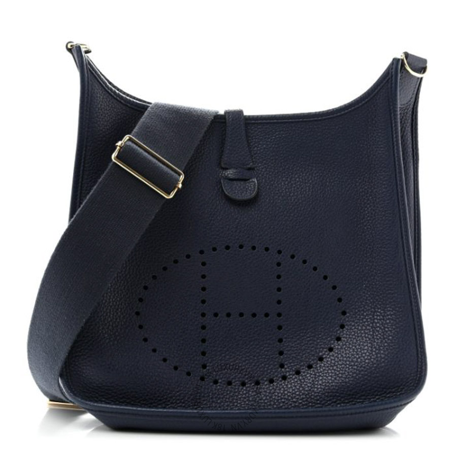 Túi xách đeo chéo Hermes Taurillon Clemence Amazone Evelyne III GM Bleu de Galice FPTH336