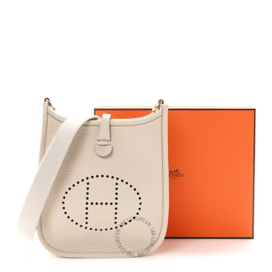 Túi xách đeo chéo Hermes Taurillon Clemence Evelyne TPM Craie FPTH309 8 Túi xách đeo chéo Hermes Taurillon Clemence Evelyne TPM Craie FPTH309