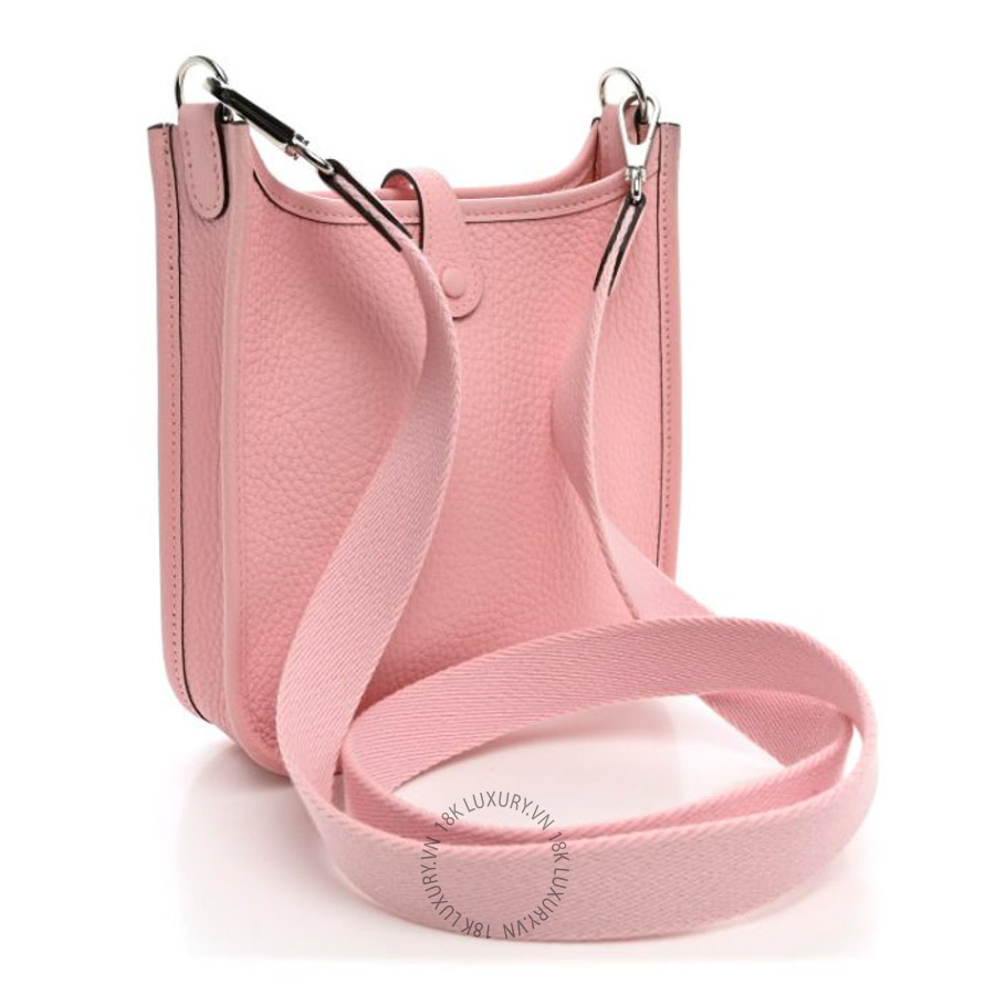 Túi xách đeo chéo Hermes Taurillon Clemence Evelyne TPM Rose Sakura FPTH364