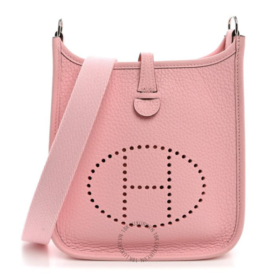 Túi xách đeo chéo Hermes Taurillon Clemence Evelyne TPM Rose Sakura FPTH364