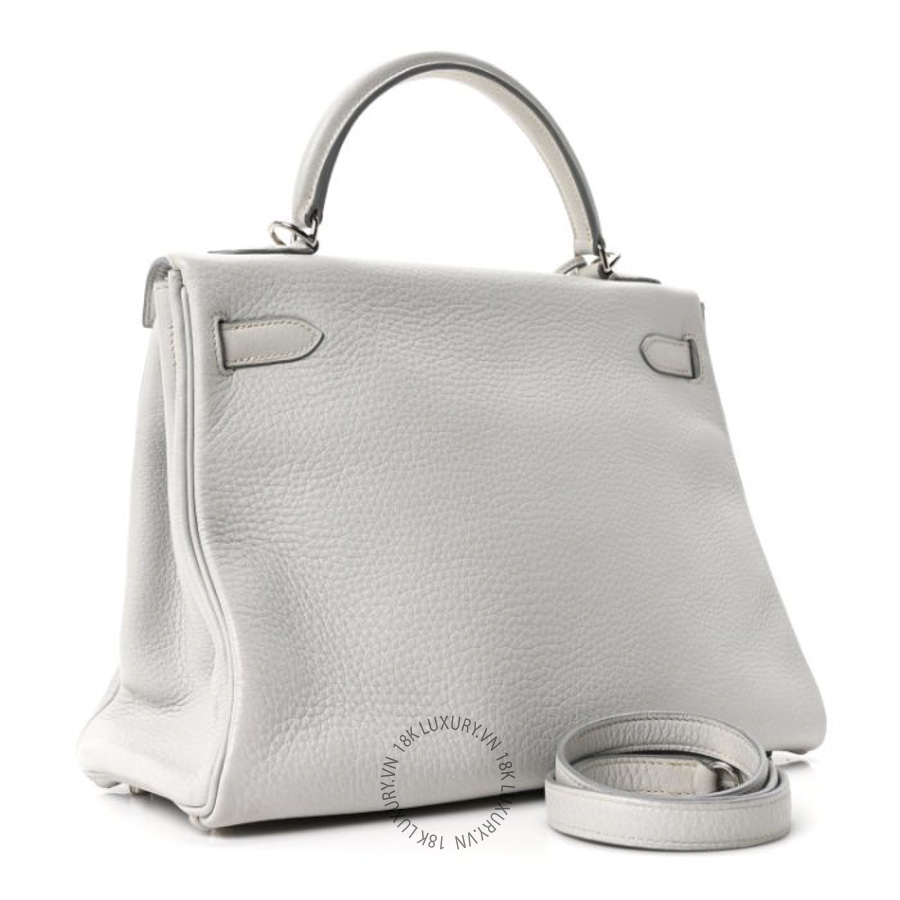 Túi Xách Đeo Chéo Hermes Taurillon Clemence Kelly Retourne 32 Gris Perle TMH272
