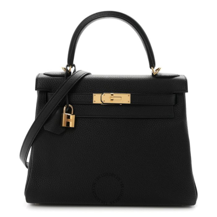 Túi Xách Đeo Chéo Hermes Togo Kelly Retourne 28 Black TMH014