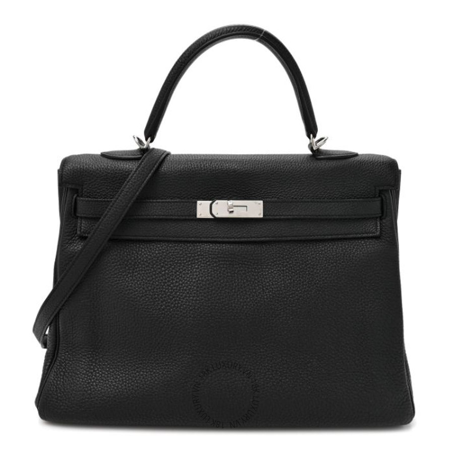 Túi xách đeo chéo Hermes Togo Kelly Retourne 35 Black FPTH131