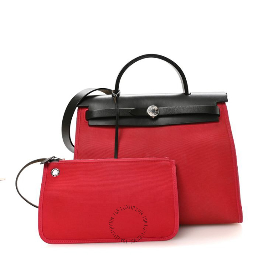 Túi xách đeo chéo Hermes Toile Officer Vache Hunter Herbag Zip 31 PM Rose Extreme Kaki FPTH382