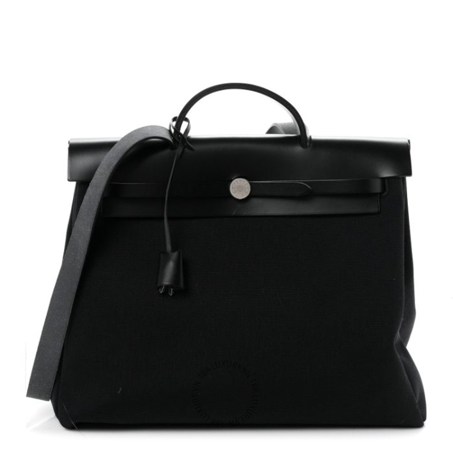 Túi xách đeo chéo Hermes Toile Vache Hunter Herbag Zip 39 MM Black FPTH036