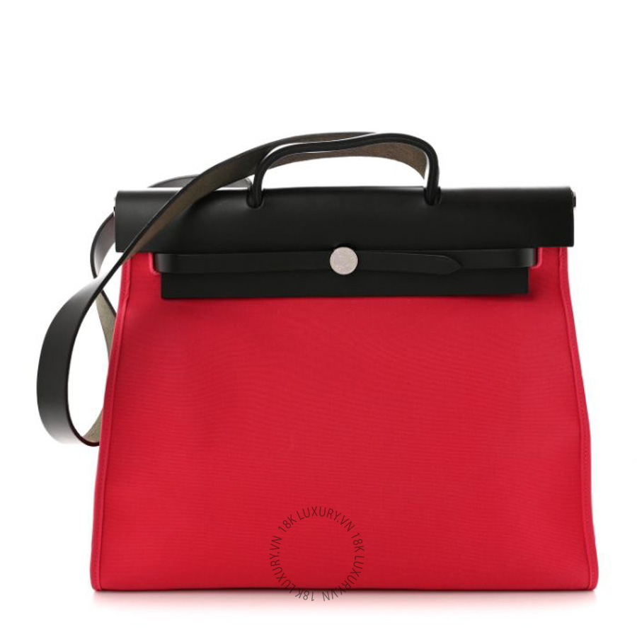 Túi xách đeo chéo Hermes Vache Hunter Toile Herbag Zip 39 MM Rose Extreme Kaki HMT126