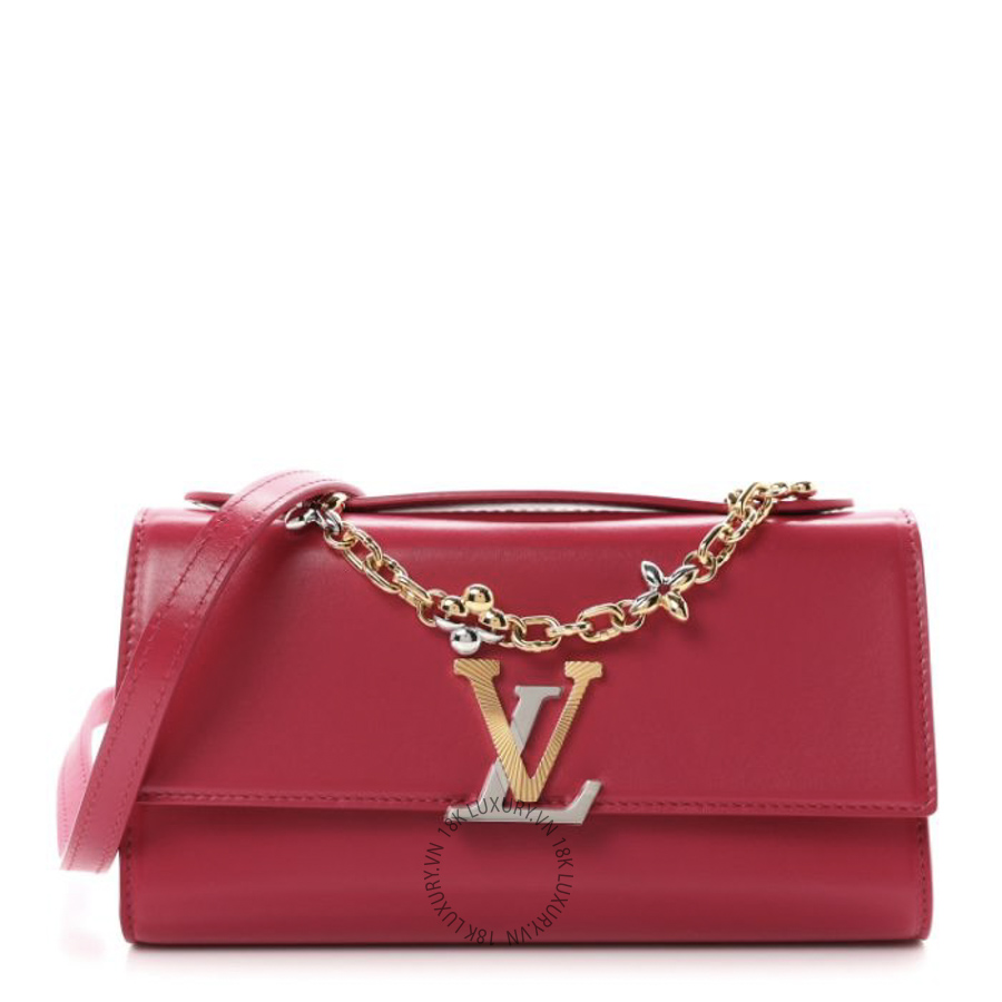 Túi Xách Đeo Chéo Louis Vuitton Calfskin LV Wallet On Chain Capucines Raspberry NSBD230