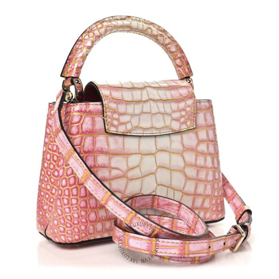 Túi Xách Đeo Chéo Louis Vuitton Crocodile Mini Capucines Sahara Rose MNGR636