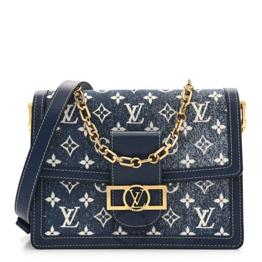 Túi Xách Đeo Chéo Louis Vuitton Denim Monogram Jacquard Dauphine MM Bleu NSBD352