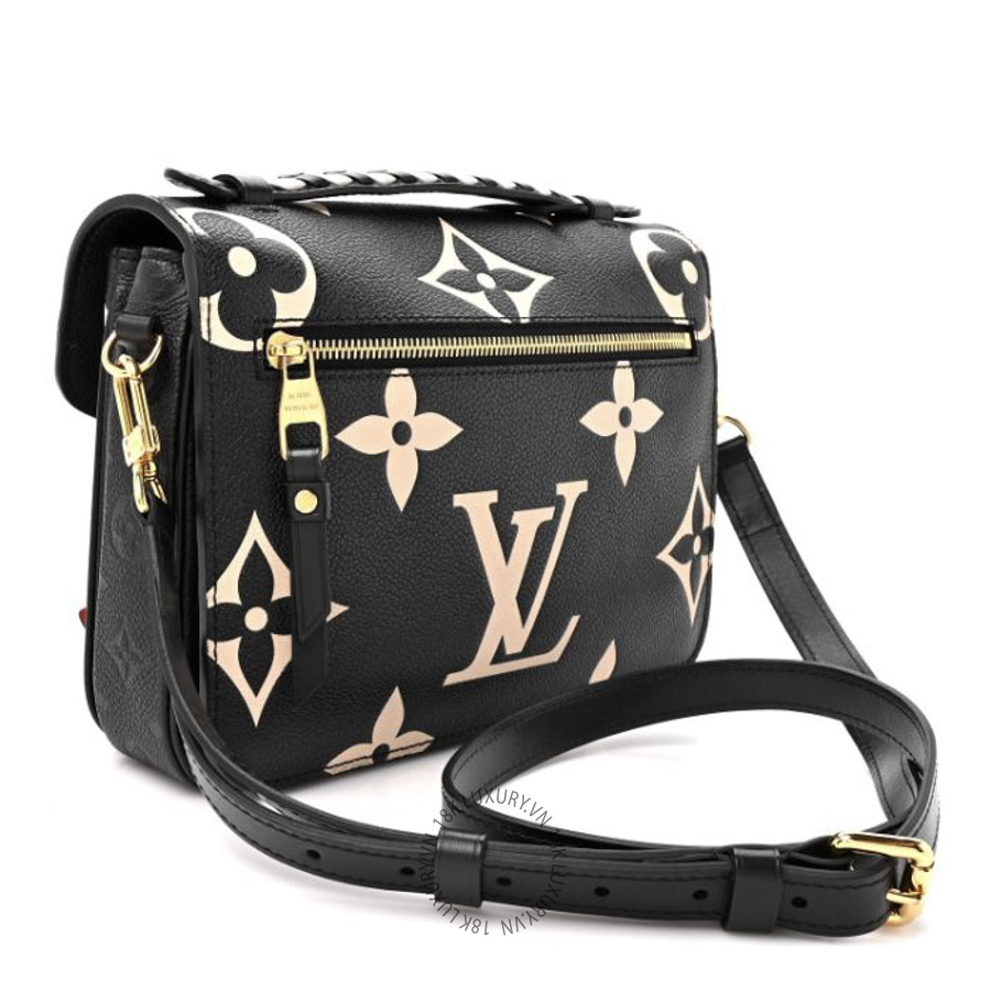 Túi Xách Đeo Chéo Louis Vuitton Empreinte Monogram Giant Crafty Pochette Metis Black Creme NSBD365