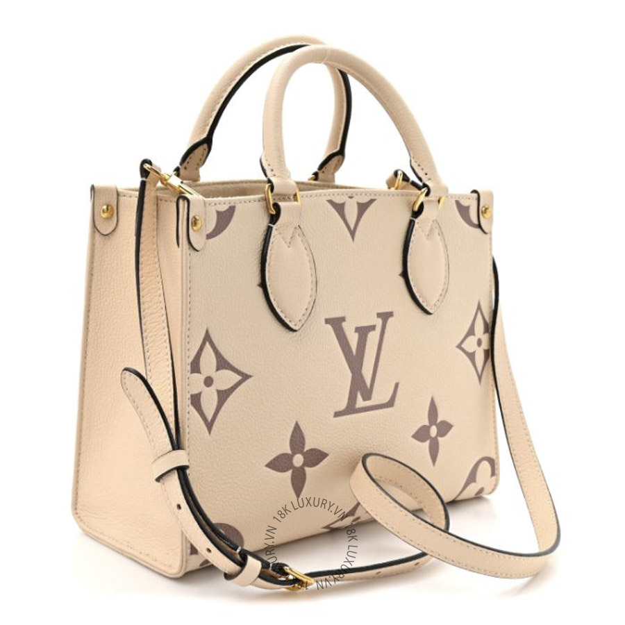 Túi Xách Đeo Chéo Louis Vuitton Empreinte Monogram Giant Onthego PM Creme Bois De Rose NSBD495