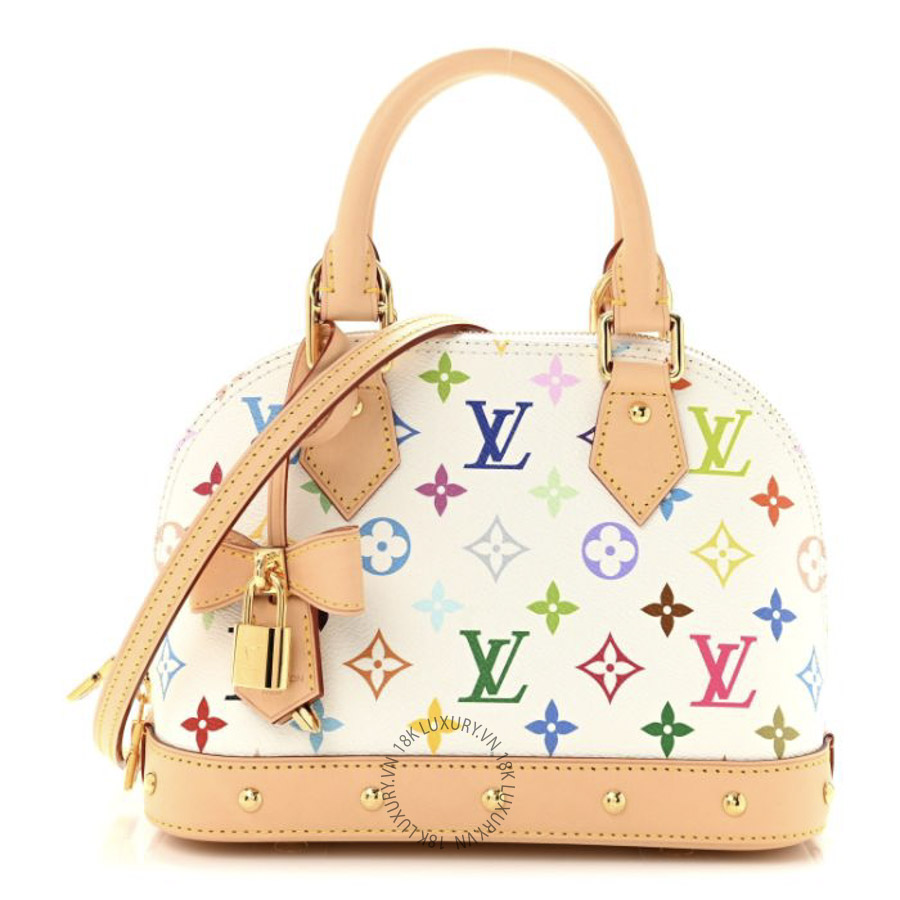 Túi Xách Đeo Chéo Louis Vuitton LV x TM Monogram Multicolor Alma BB White NSBD058