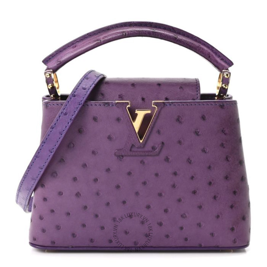 Túi xách đeo chéo Louis Vuitton Ostrich Capucines Mini Amethyst FPNG1423