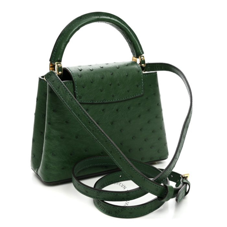 Túi Xách Đeo Chéo Louis Vuitton Ostrich Capucines Mini Mint NSBD212