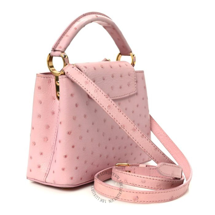 Túi xách đeo chéo Louis Vuitton Ostrich Capucines Mini Pink FPNG406