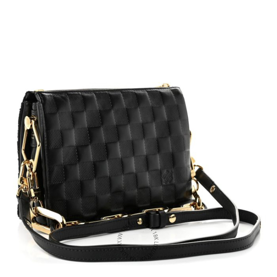 Túi Xách Đeo Chéo Louis Vuitton Satin Sequin Embroidered Damier Coussin BB Black NSBD702