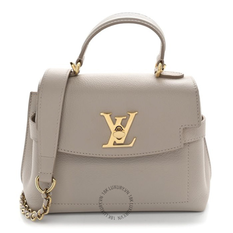 Túi Xách Đeo Chéo Louis Vuitton Soft Calfskin Mini Lockme Ever Greige MNGR399