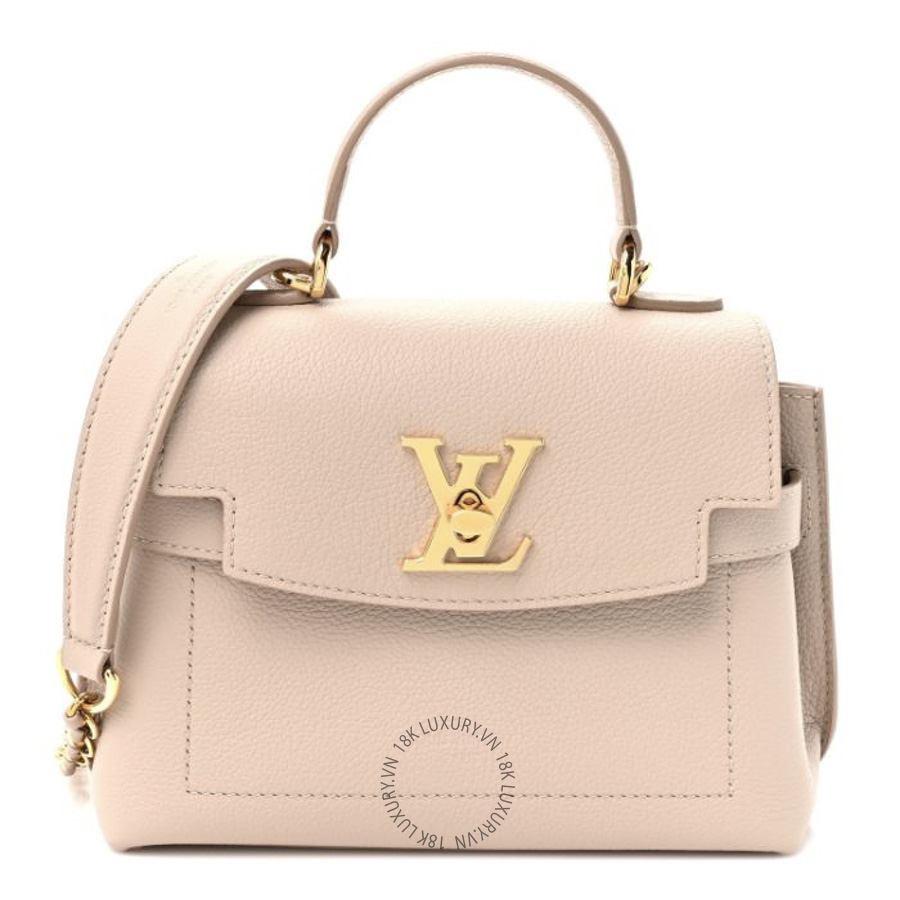 Túi Xách Đeo Chéo Louis Vuitton Soft Calfskin Mini Lockme Ever Greige NSBD215