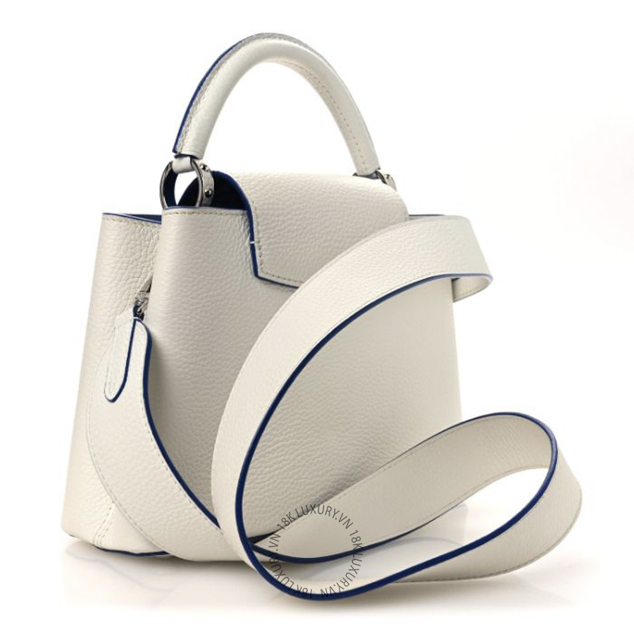 Túi Xách Đeo Chéo Louis Vuitton Taurillon Capucines BB White Blue NSBD354