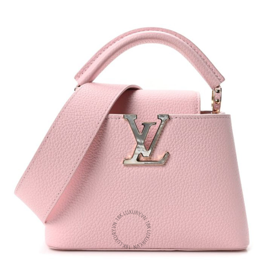 Túi xách đeo chéo Louis Vuitton Taurillon Marble Capucines Mini Pink FPNG405