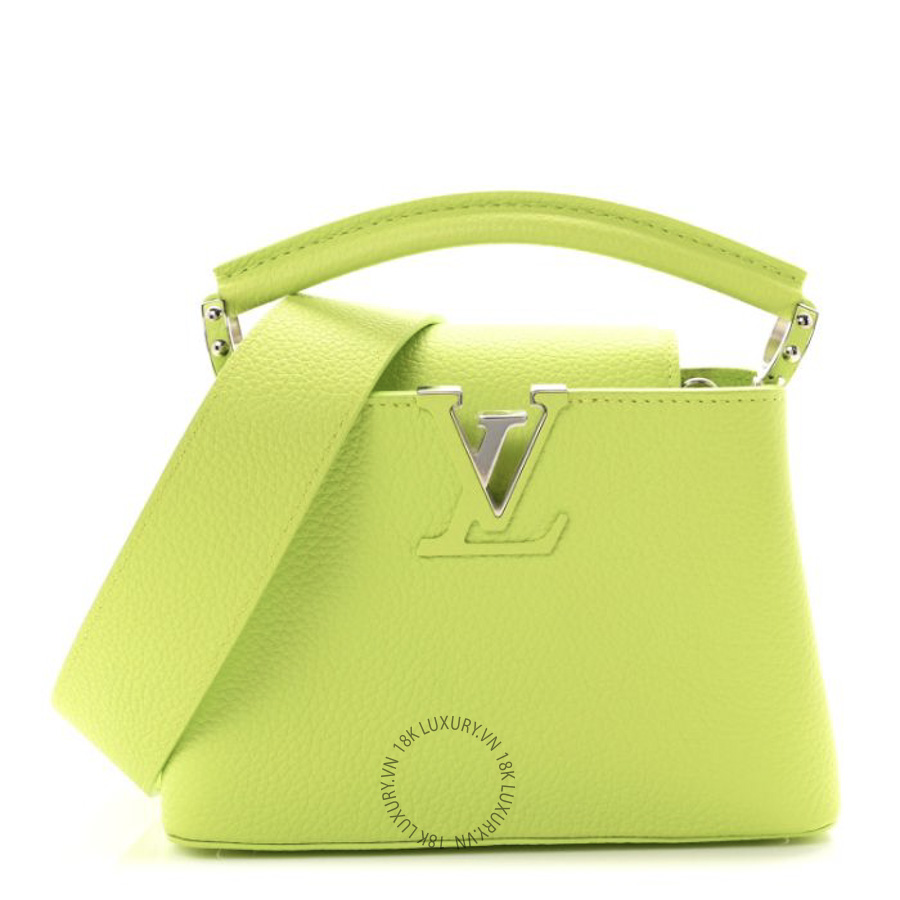 Túi Xách Đeo Chéo Louis Vuitton Taurillon Mini Capucines Chartreuse NSBD561