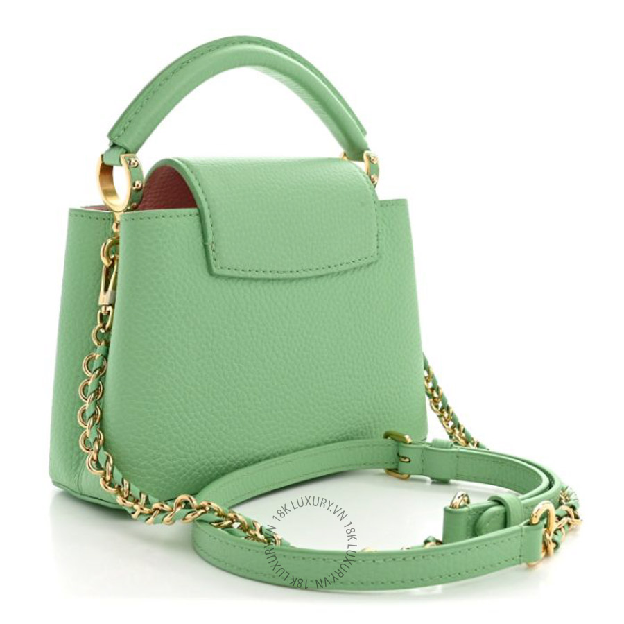 Túi xách đeo chéo Louis Vuitton Taurillon Mini Capucines Vert Pomme FPNG107