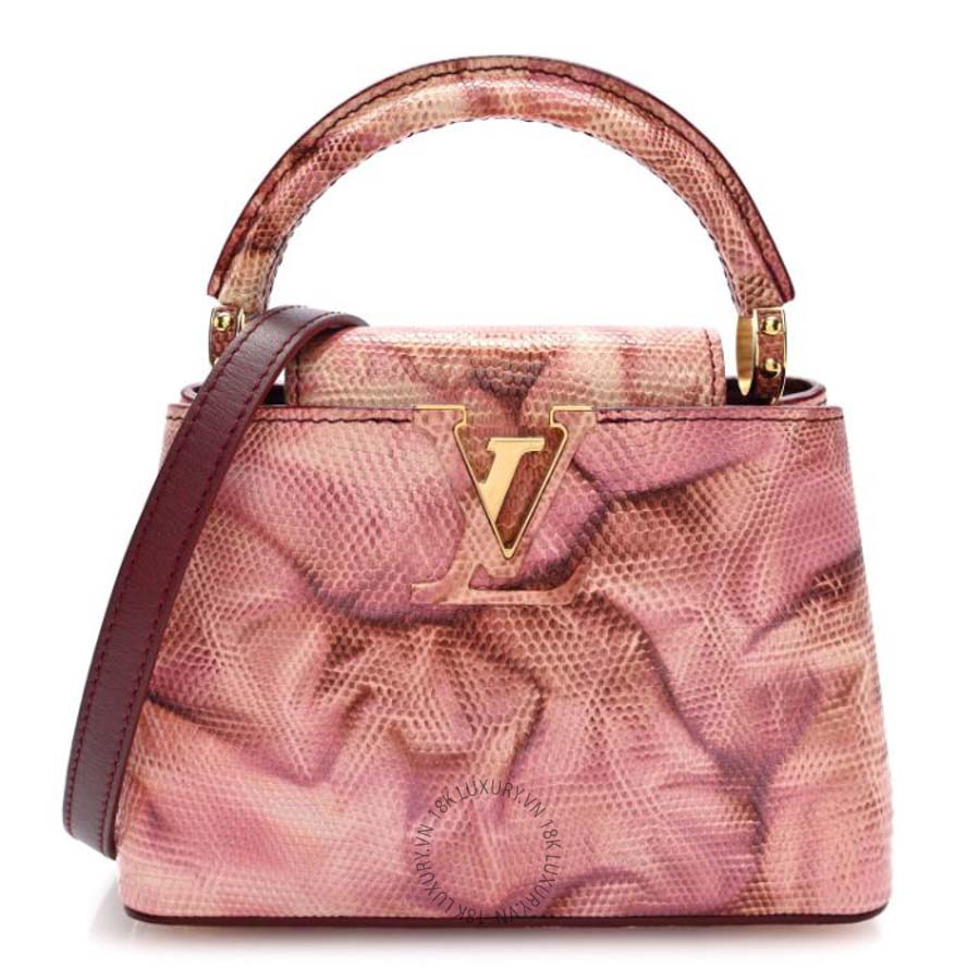 Túi xách đeo chéo LV Lizard Mini Capucines Pink Multicolor FPNG570