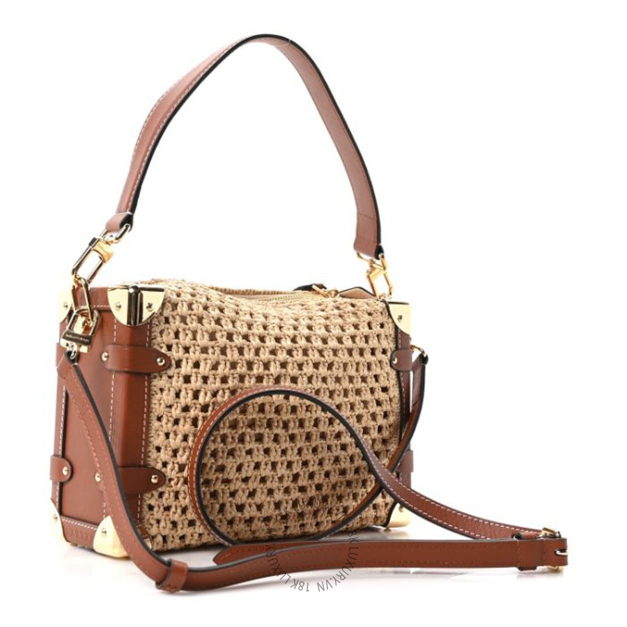Túi xách đeo chéo LV Raffia Side Trunk MM Natural Brown QWE1205