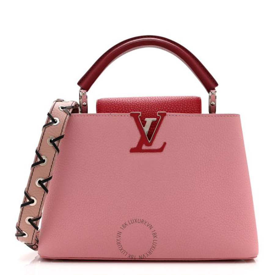 Túi xách đeo chéo LV Taurillon Capucines BB Pink Dark Red QWE901