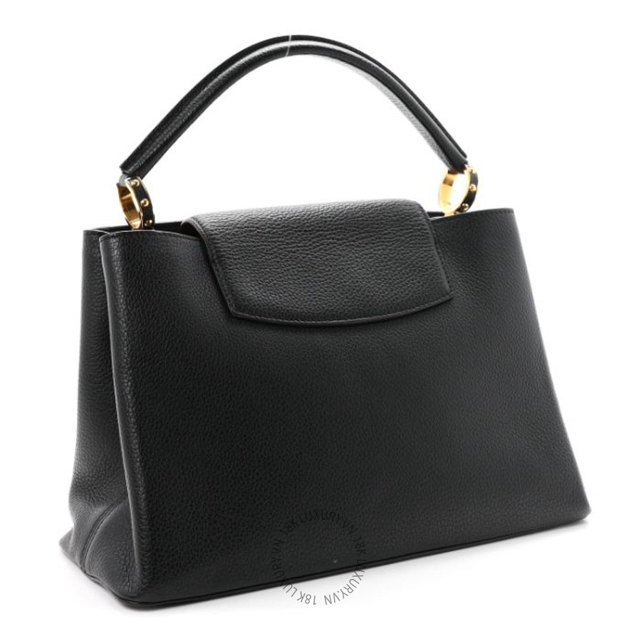 Túi xách đeo chéo LV Taurillon Capucines MM Black Fuchsia QWE923