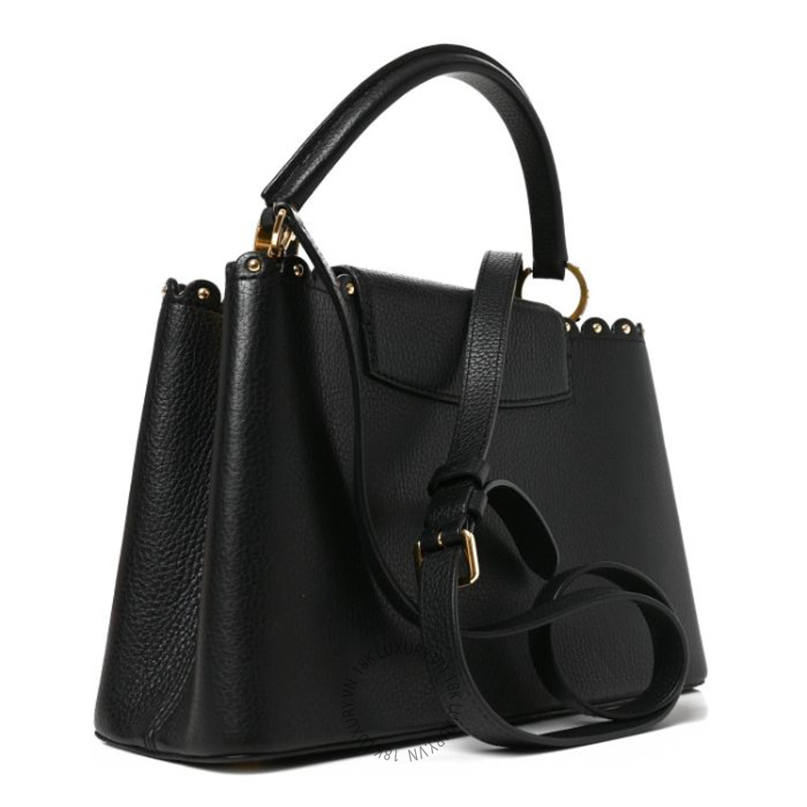 Túi Xách Đeo Chéo LV Taurillon Studded Capucines PM Black QWE1497