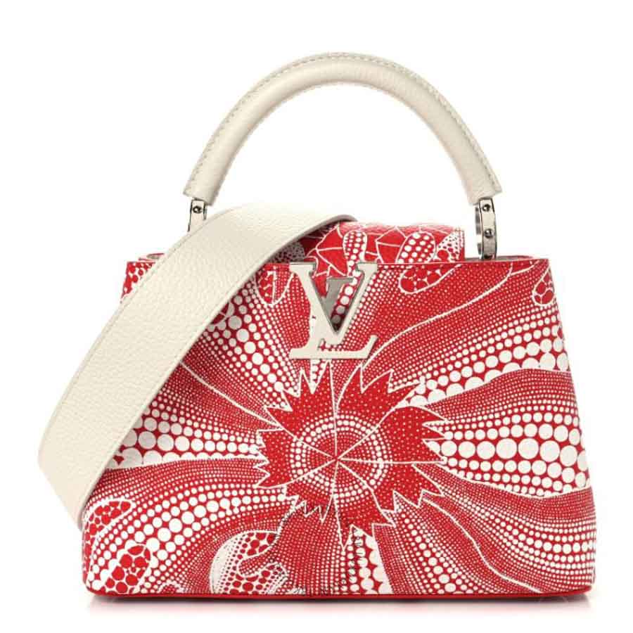Túi xách đeo chéo LV X YK Taurillon Psychedelic Flower Capucines BB Rouge QWE929