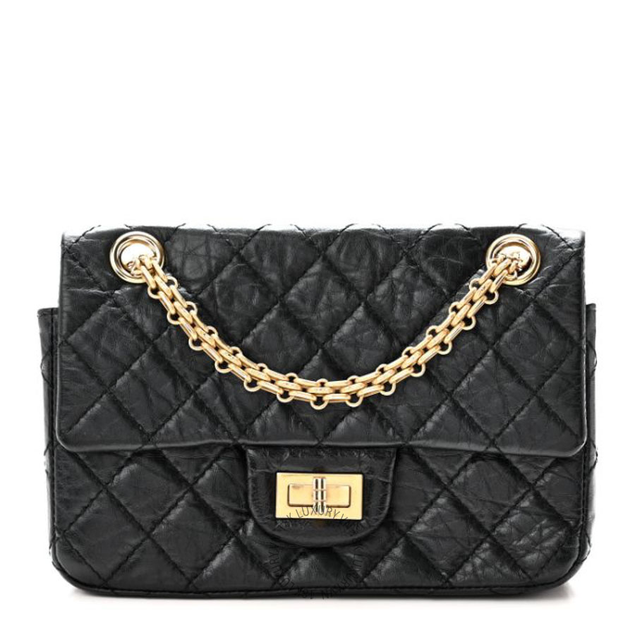 Túi Xách Đeo Chéo Mini Chanel Aged Calfskin Quilted 2.55 Reissue Mini Flap Black CVB878