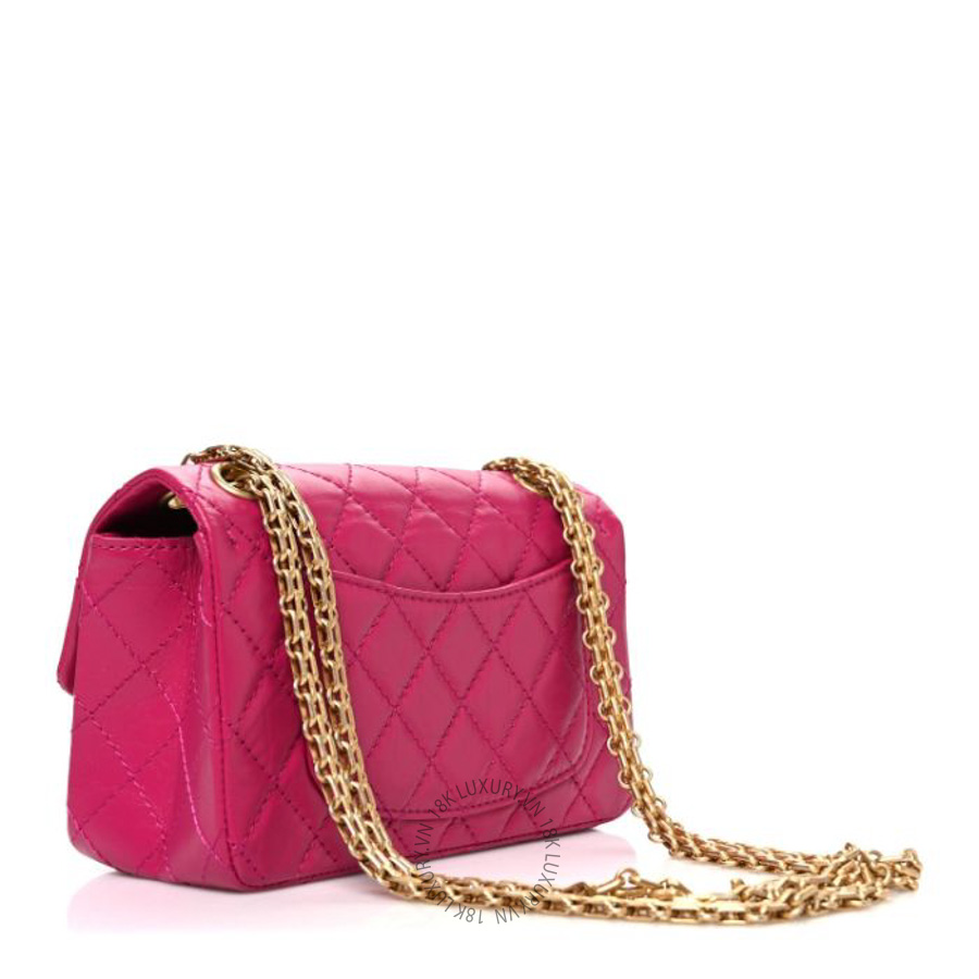 Túi Xách Đeo Chéo Mini Chanel Aged Calfskin Quilted 2.55 Reissue Mini Flap Fuchsia CVB224